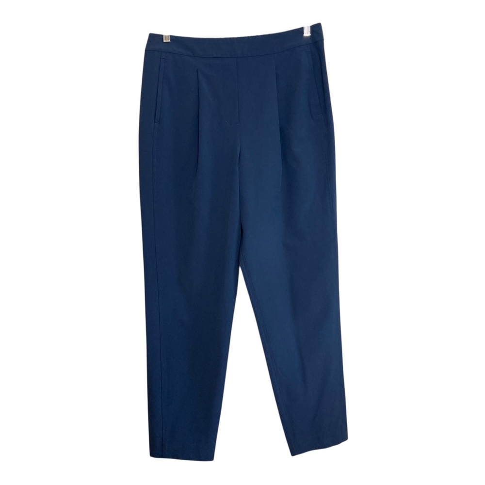 Kit and Ace Pants Women 10 Blue Pull On Crop Trouser Sleek Modern Travel